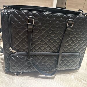 Elegant Black Quilted Tote Bag